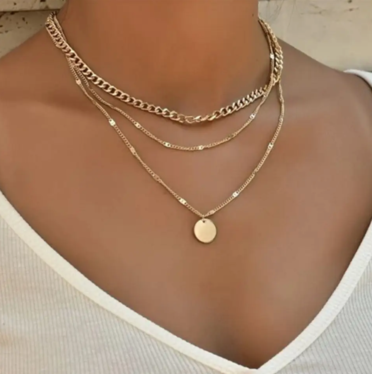 925 Sterling Silver Three-Layer Round Necklace Simple Snake Chain Charm Ball Chain Party Wedding Gift Women's Exquisite Jewelry