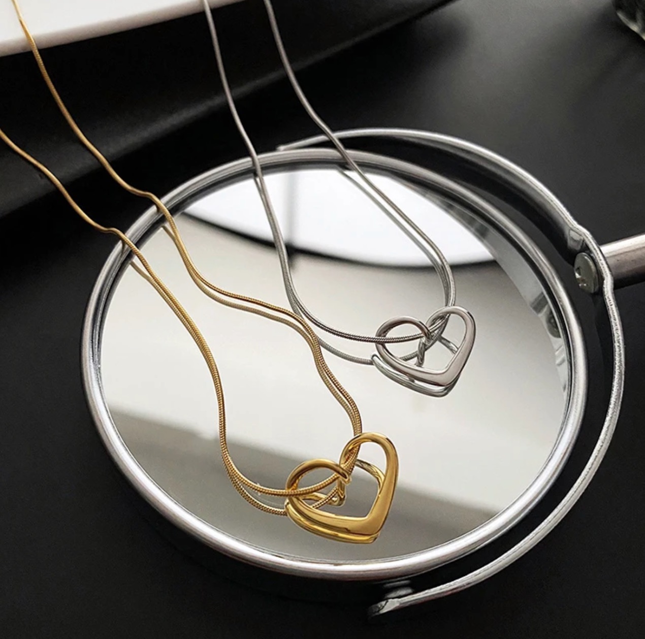 Valentine's Day jewelry gifts 316L Stainless Steel Love Heart Pendant Necklace For Women Fashion Ladies Gold Color Clavicle Chain High Q