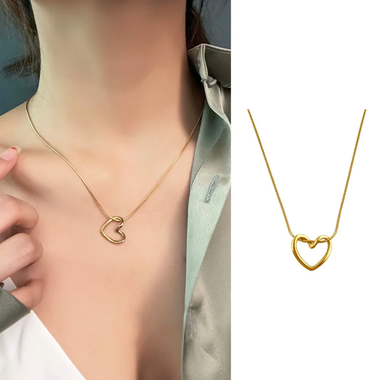 Valentine's Day jewelry gifts 316L Stainless Steel Love Heart Pendant Necklace For Women Fashion Ladies Gold Color Clavicle Chain High Q