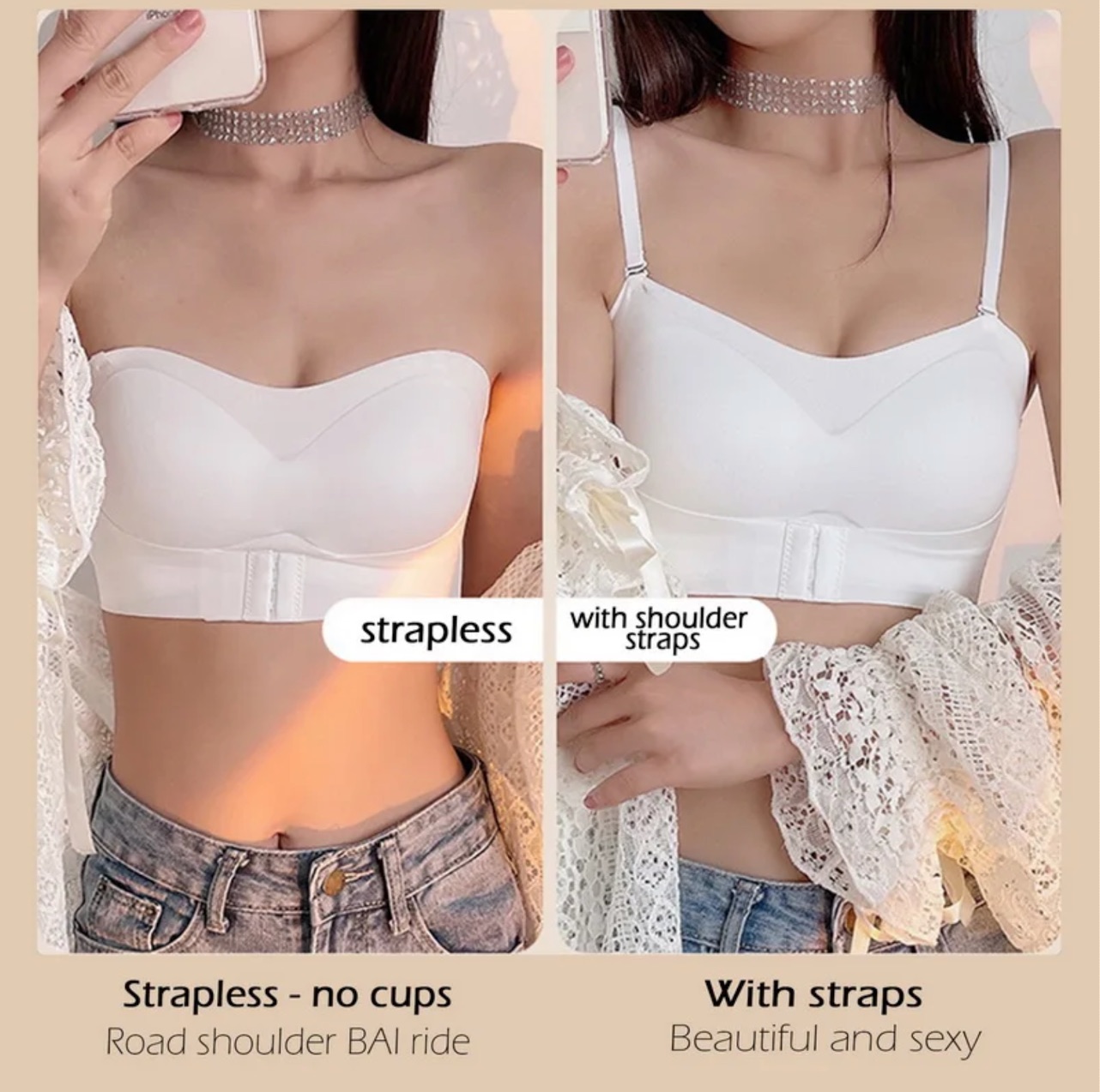 2025 Invisible Strapless Bra For Women Wireless Push Up Non Slip Wedding Brassiere Big Breasts Underwear  Lingerie S-Xl Plus Size
