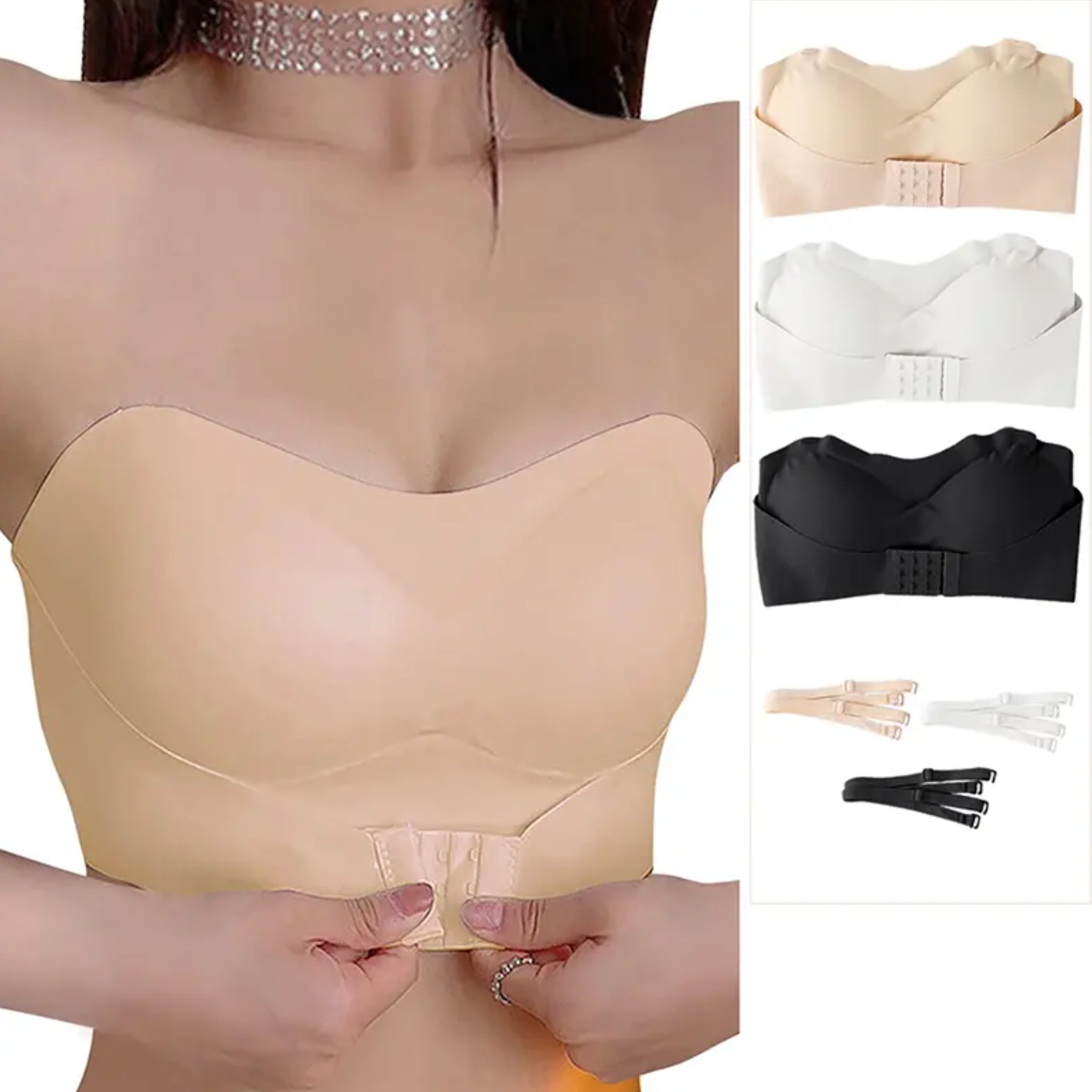 2025 Invisible Strapless Bra For Women Wireless Push Up Non Slip Wedding Brassiere Big Breasts Underwear  Lingerie S-Xl Plus Size