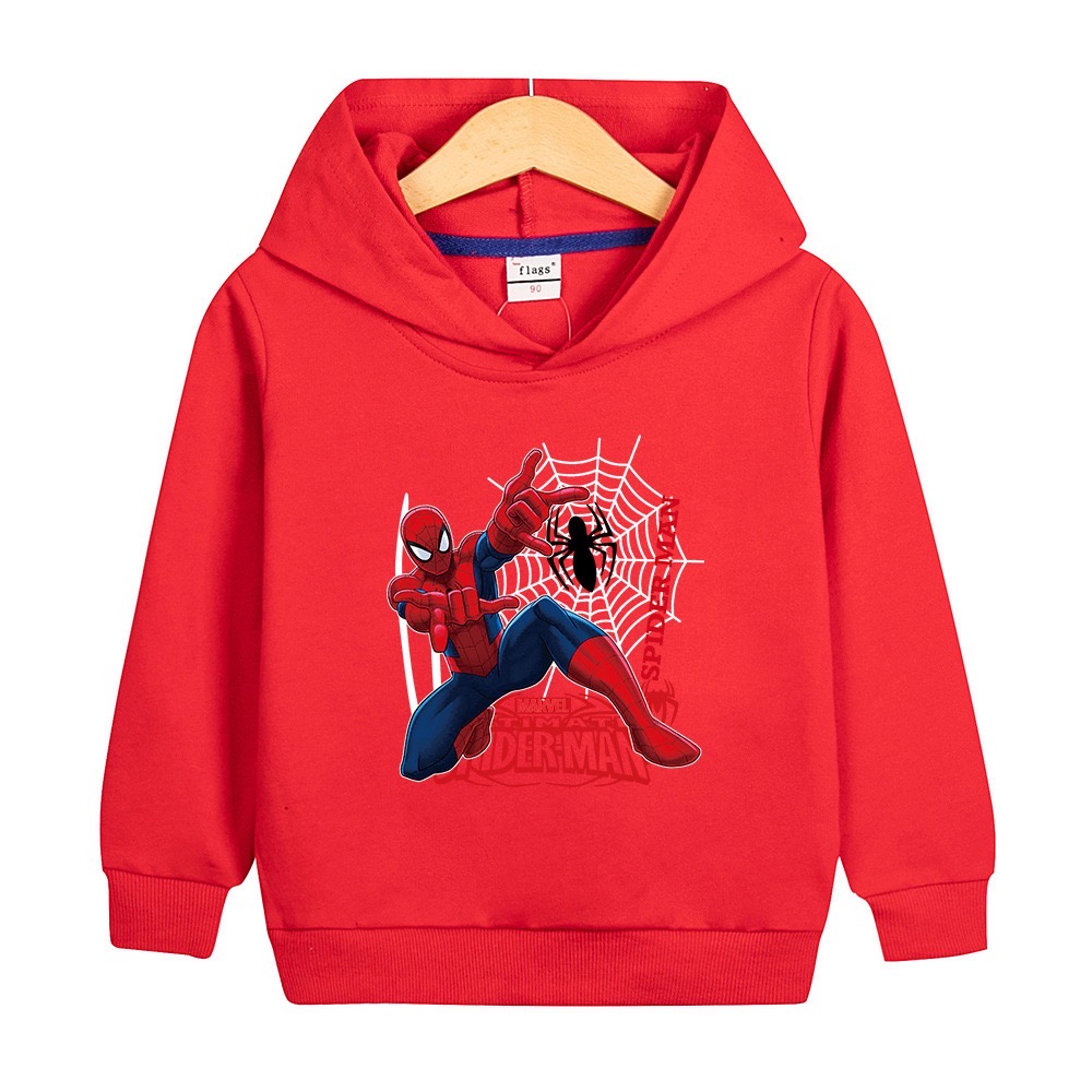 Kids Spring Autumn Spiderman Hoodies Fashion Cartoon Printing Baby Boys Clothes Boys Casual Tops Sweatshirts 2-14Years Old
