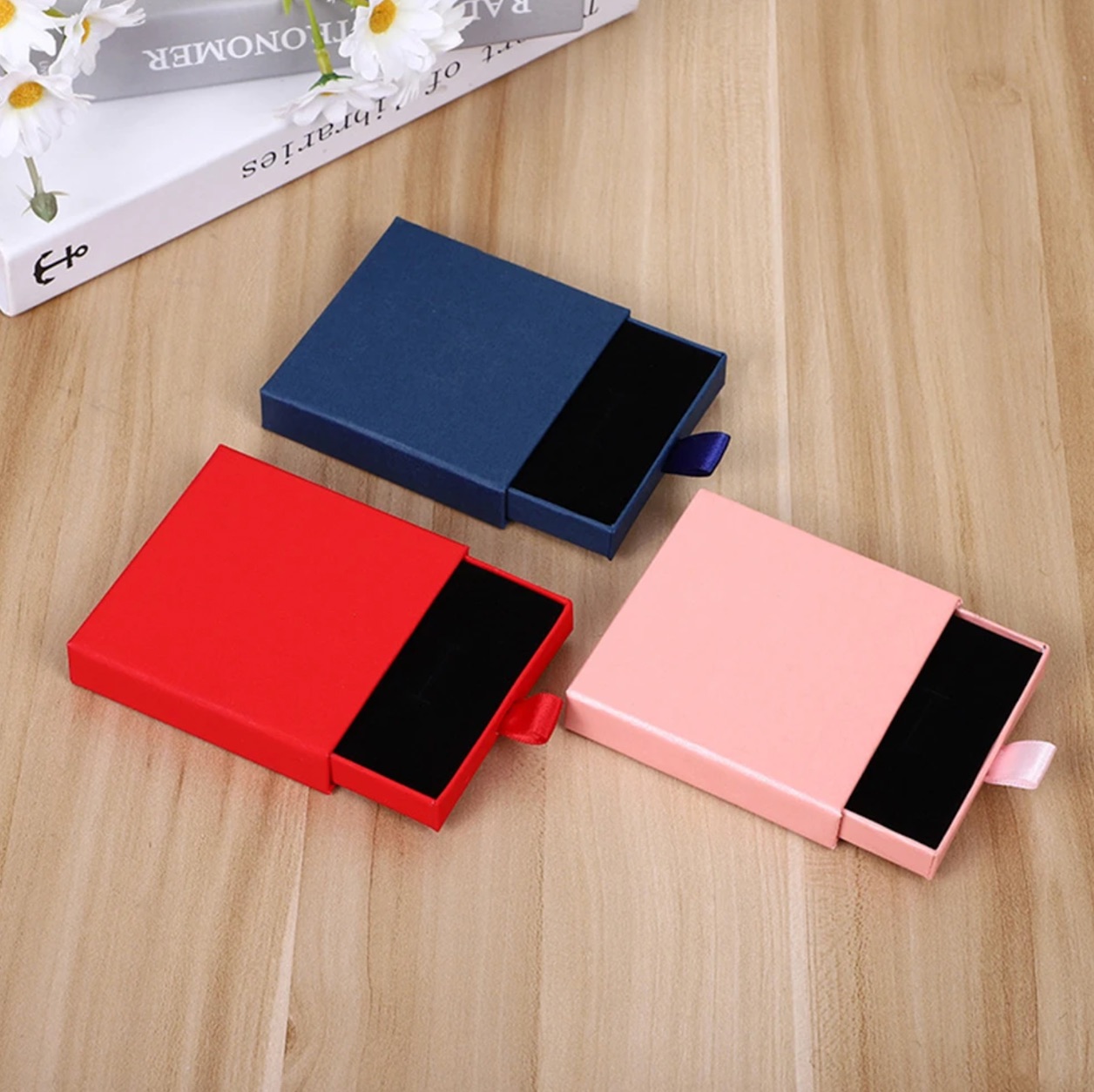 Thick Kraft Paper Drawer Jewelry Set，Valentine's Day jewelry gift box，Packaging Box Ring Necklace Bracelets Earring Gift Case Container With Sponge Inside