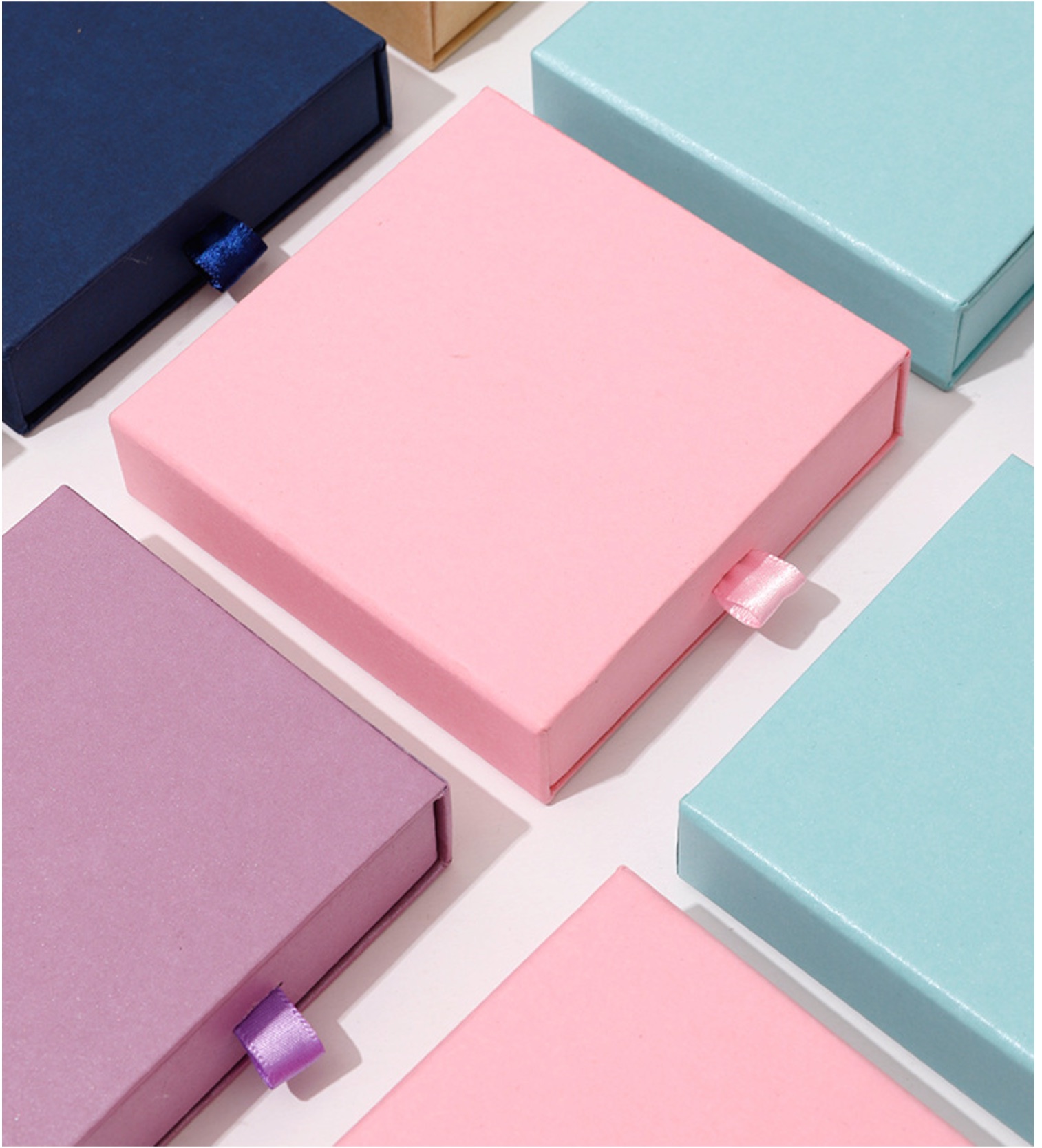 Thick Kraft Paper Drawer Jewelry Set，Valentine's Day jewelry gift box，Packaging Box Ring Necklace Bracelets Earring Gift Case Container With Sponge Inside