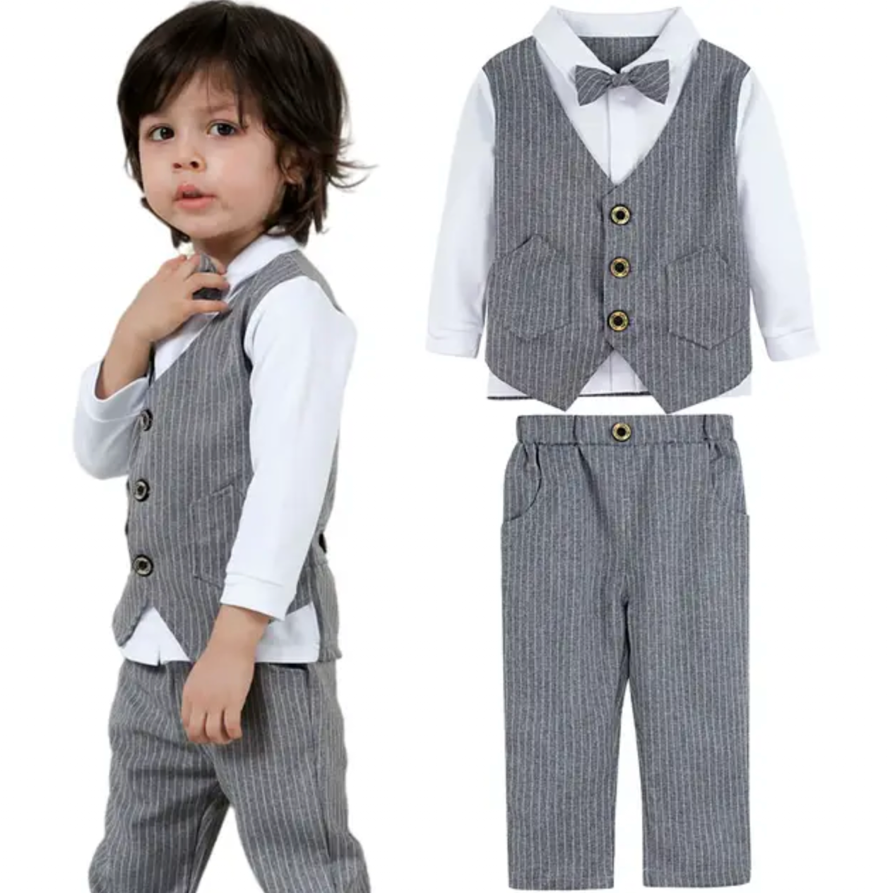 2025 Baby Boys Clothing Set Toddler Wedding Outfit Infant Birthday Party Gift Suit Kids Gentleman Formal Costume Church Clothes 2PCS