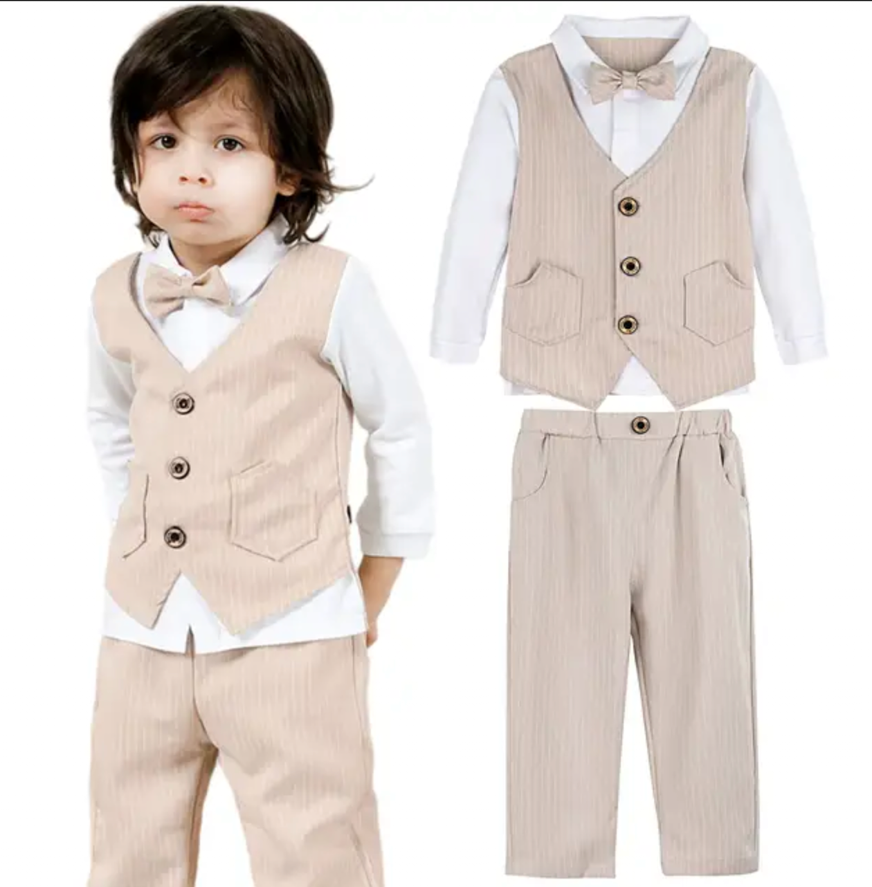 2025 Baby Boys Clothing Set Toddler Wedding Outfit Infant Birthday Party Gift Suit Kids Gentleman Formal Costume Church Clothes 2PCS