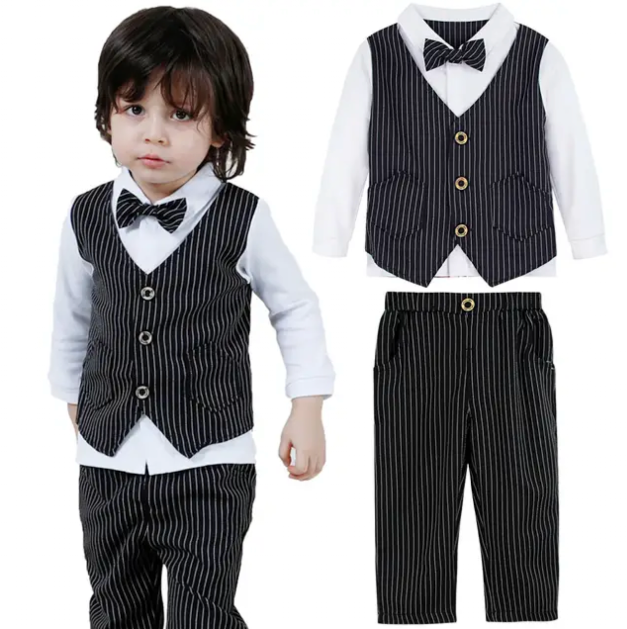 2025 Baby Boys Clothing Set Toddler Wedding Outfit Infant Birthday Party Gift Suit Kids Gentleman Formal Costume Church Clothes 2PCS