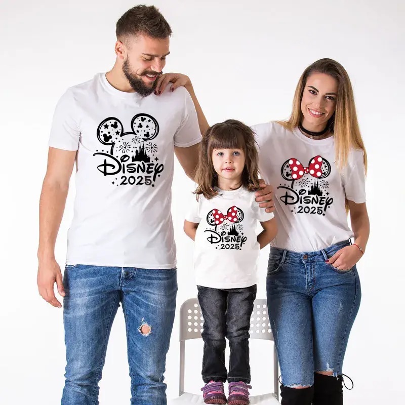 Moonbaby Dad 2025 Disney Trip Mickey Minnie Mouse Family Matching Shirts Cotton Dad Mom Bro Sis Kids T Shirt Baby Rompers Matching Clothes
