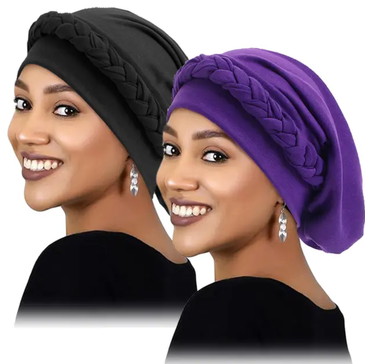 2PCS/set New Women's Braid Elastic Turban Muslim Twist Fashion Hat Cancer Hat Chemo Cap Head Wrap Cover Hair Islamic Headwear