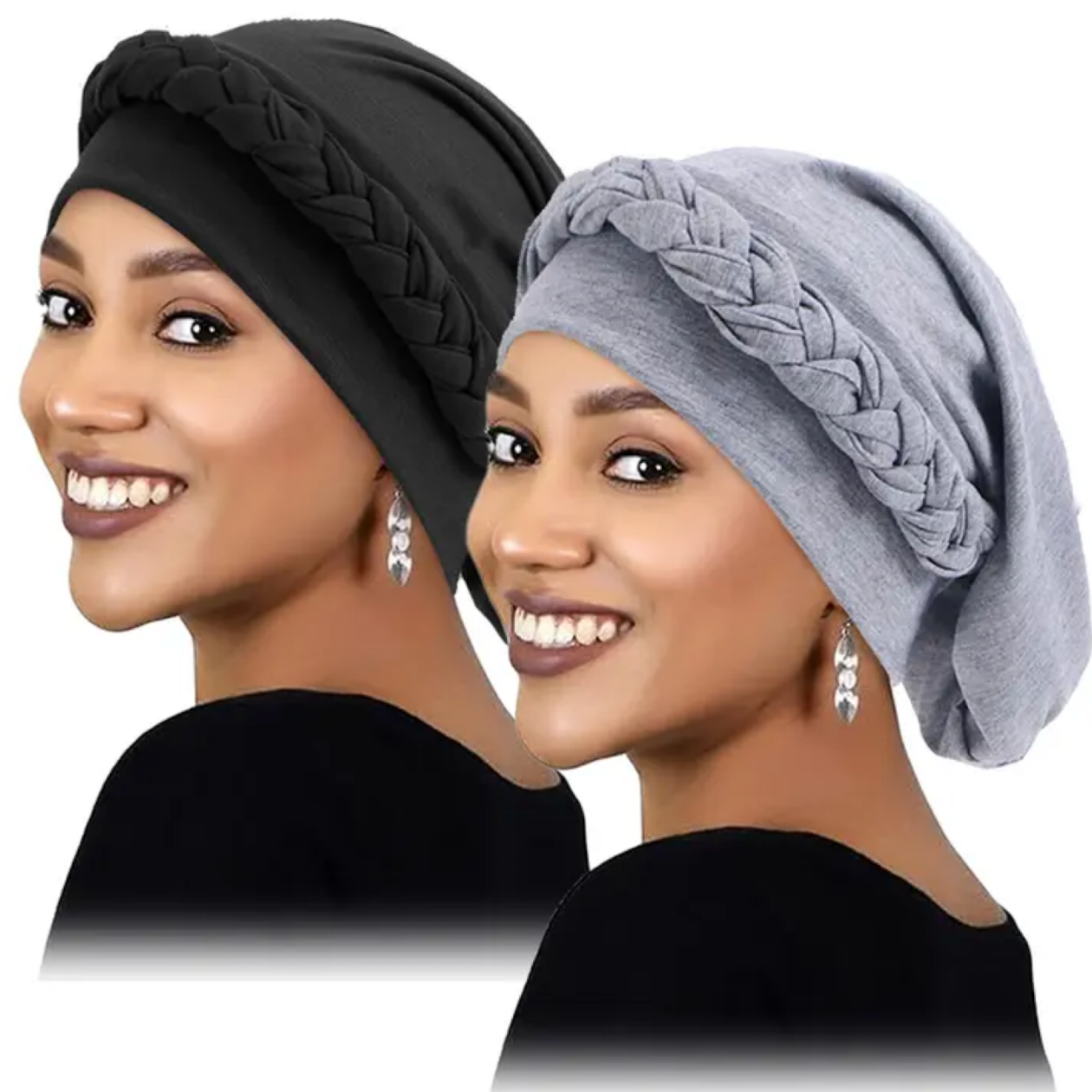 2PCS/set New Women's Braid Elastic Turban Muslim Twist Fashion Hat Cancer Hat Chemo Cap Head Wrap Cover Hair Islamic Headwear