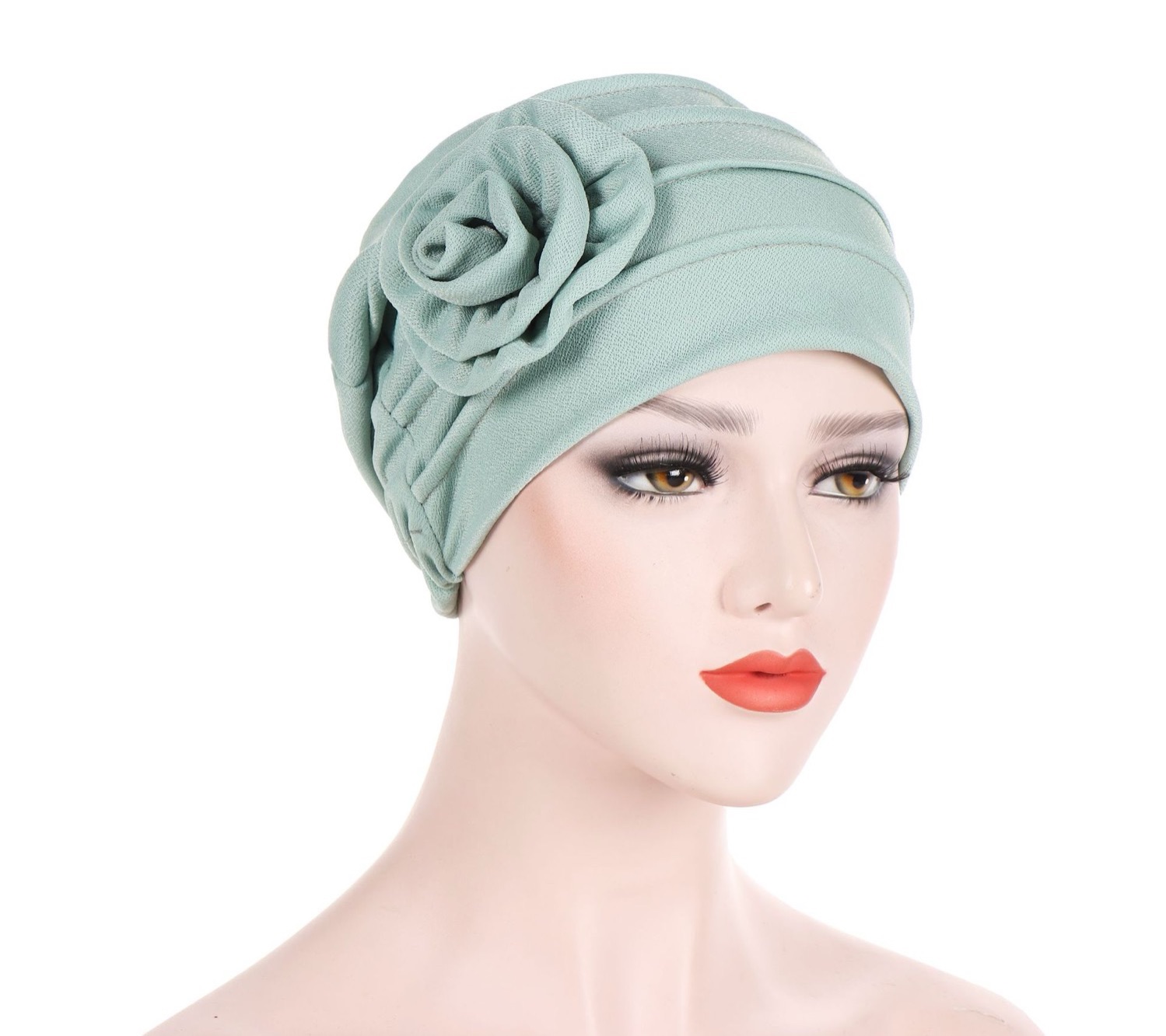 Trendy Crinkle Women's Hijab Solid Color Muslim Ladies Turban Bonnet Flower Decor Ramadan Head Wrap Head Scarf Indian Hats