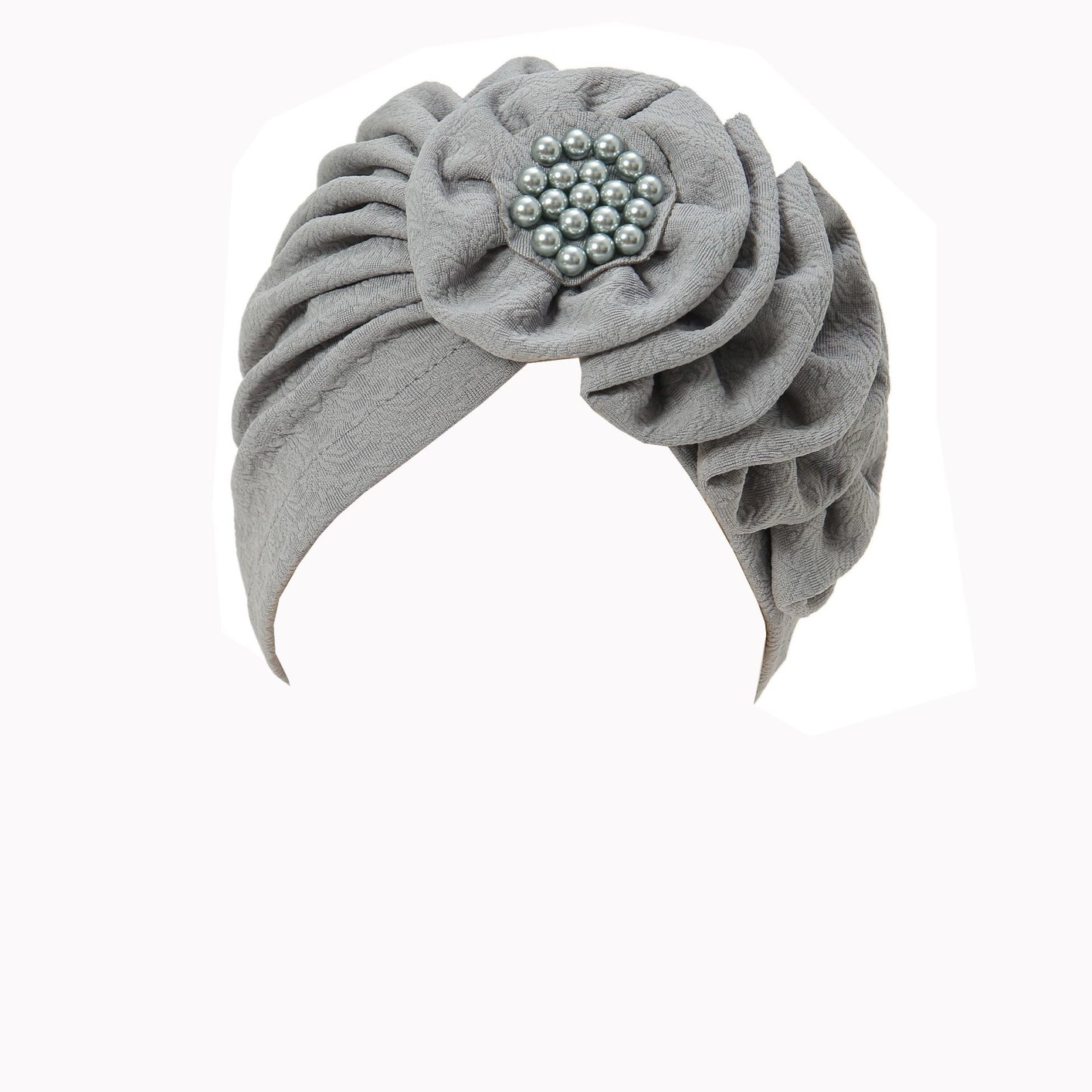 2025 Solid Color Flowers Muslim Hijab Caps Beading Women Wrap Head Ramadan Ladies Fashion Headwear Turban Bonnet