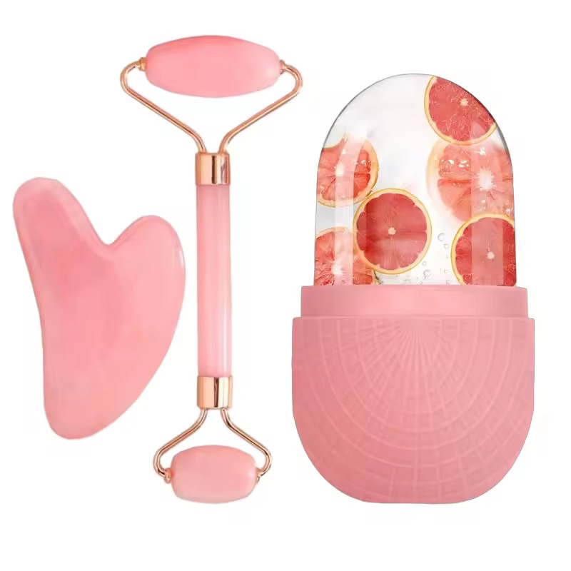 3Pcs Ice Face Roller Gua Sha Board Set Facial Massage Roller Face Massager Face Lifting Contouring Tools Beauty Skin Care Tools