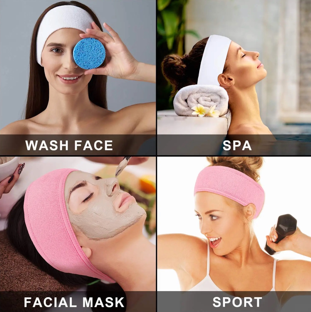 3pcs /set Adjustable Head Band Women Spa Wide Hairband Yoga Bath Shower Makeup Wash Face Cosmetic Headband Soft Toweling Hair Accessories