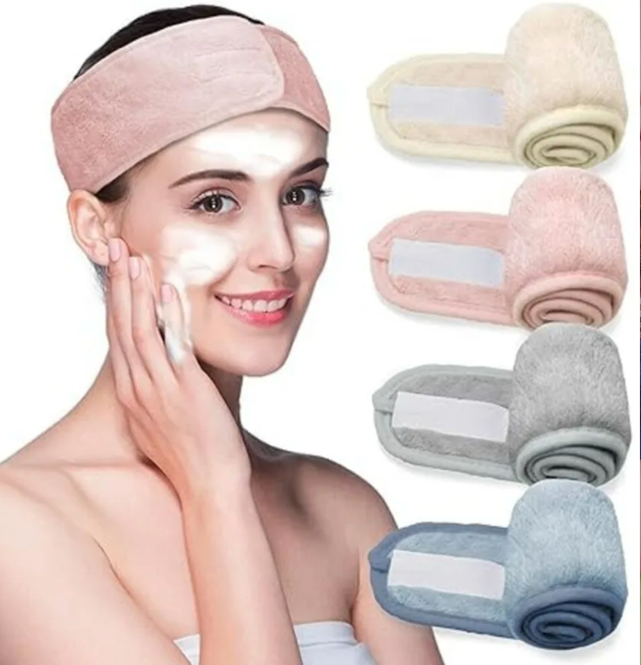 3pcs /set Adjustable Head Band Women Spa Wide Hairband Yoga Bath Shower Makeup Wash Face Cosmetic Headband Soft Toweling Hair Accessories