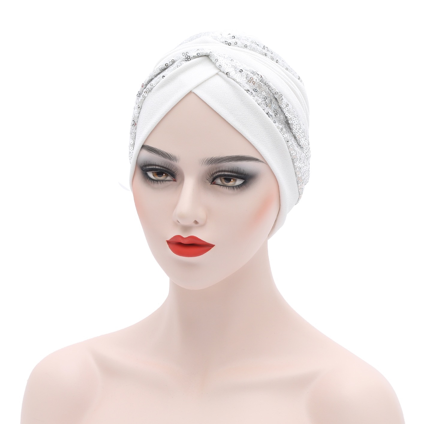 Women's Head Wraps Muslim Headscarf Cap India Hat Ready Hijab Bonnet Turbante Mujer Summer Breathable Sequins Turban Cap