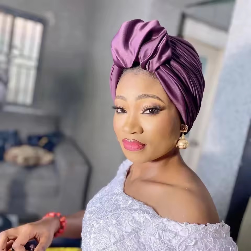 Fashion Satin Croissant Ruffled Turban Caps for Women African Head Wraps Nigeria Wedding Party Headpiece Muslim Headscarf Bonnet