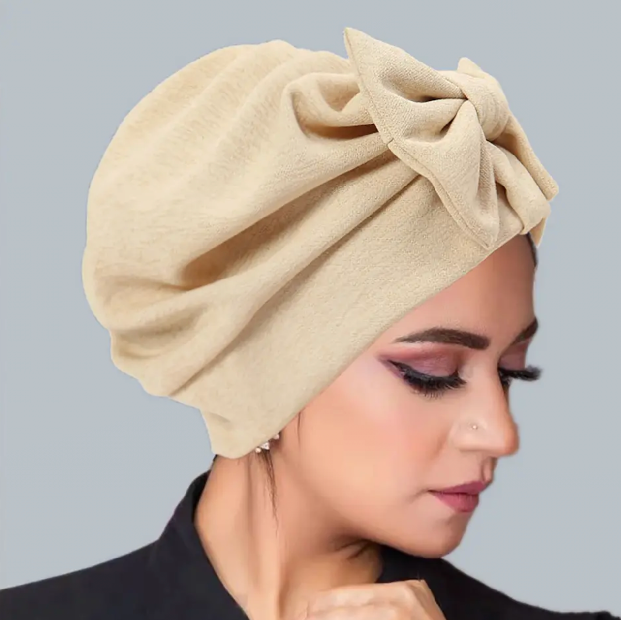 2025 New Bow Women's Hijab Solid Color Muslim Ladies Turban Bonnet Soft Elastic Head Wrap Head Scarf Indian Hats