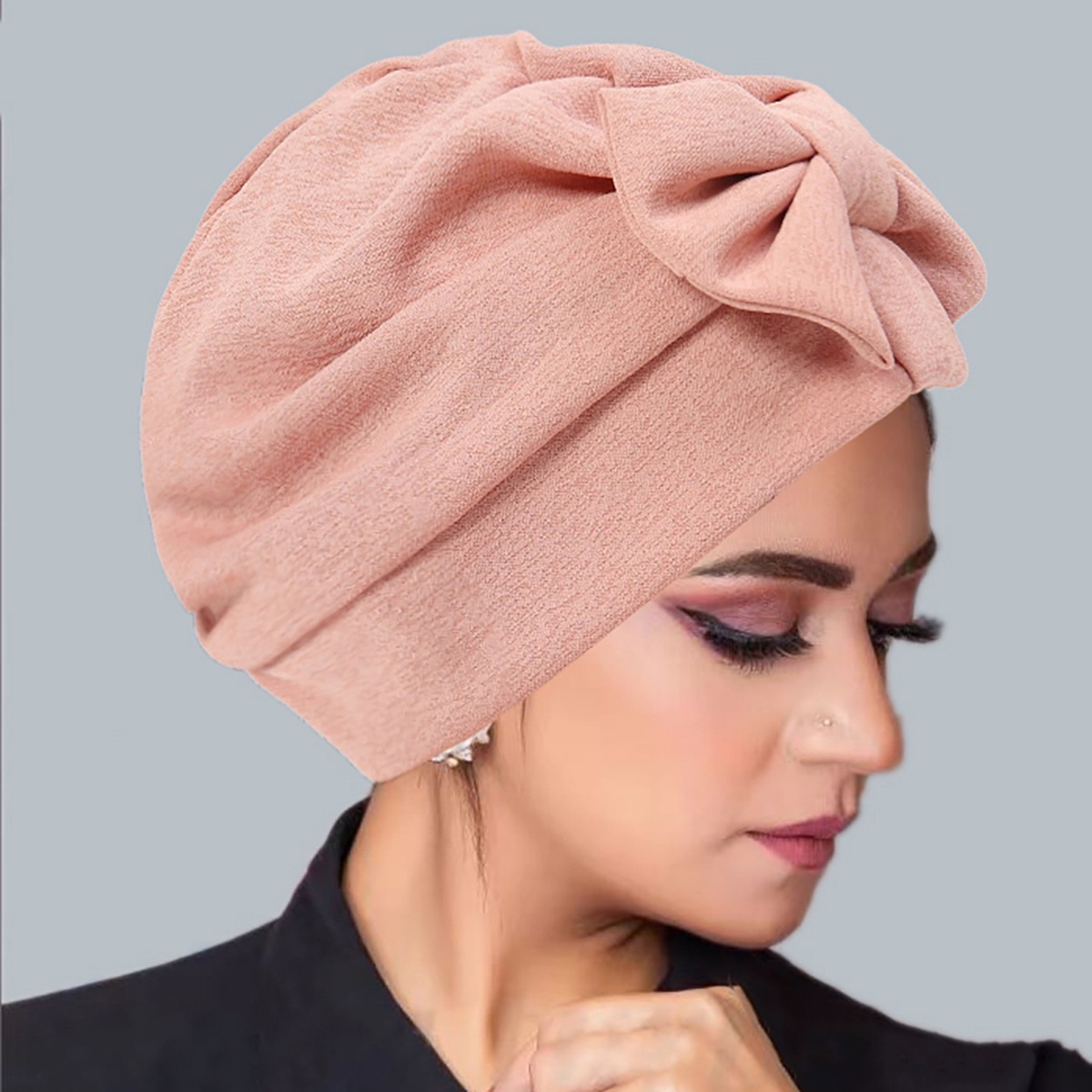 2025 New Bow Women's Hijab Solid Color Muslim Ladies Turban Bonnet Soft Elastic Head Wrap Head Scarf Indian Hats