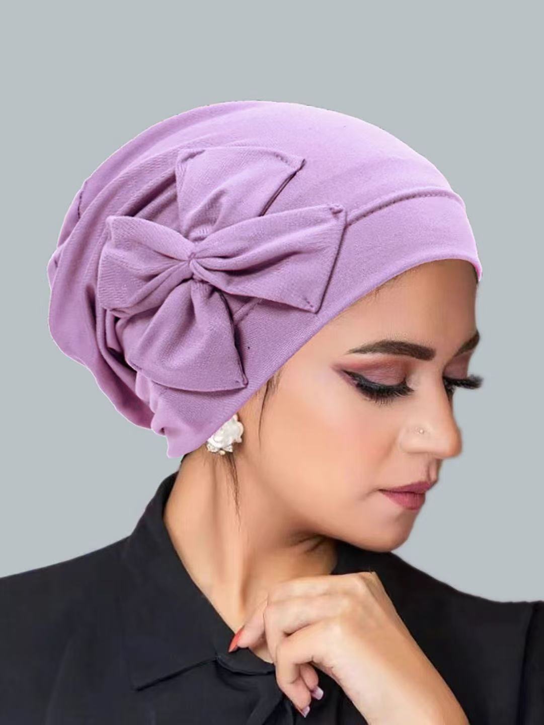 New Muslim Women Inner Hijab Hat Bowknot Turban Indian Bonnet Headscarf Beanies Hair Loss Head Wrap Chemo Cap Turbante Mujer