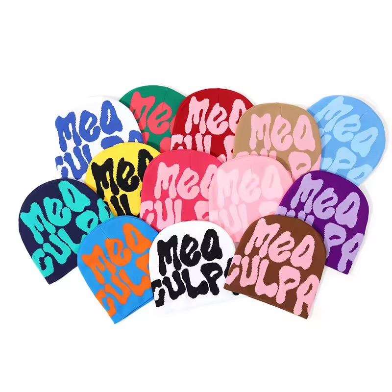 2025 New Knitting Beanies Hat Men Women Paragraph Quality Cap Mea Culpa Y2k Warm Fashion Hundred Take Cold Cap for Women Hats