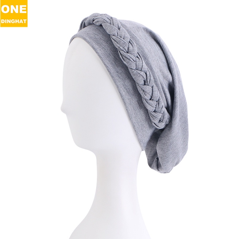 2025  New Women's Braid Elastic Turban Muslim Twist Fashion Hat Cancer Hat Chemo Cap Head Wrap Cover Hair Islamic Headwear