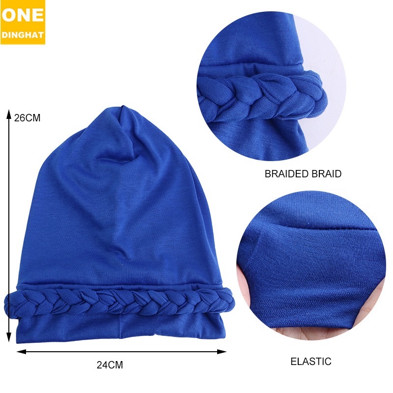 2025  New Women's Braid Elastic Turban Muslim Twist Fashion Hat Cancer Hat Chemo Cap Head Wrap Cover Hair Islamic Headwear