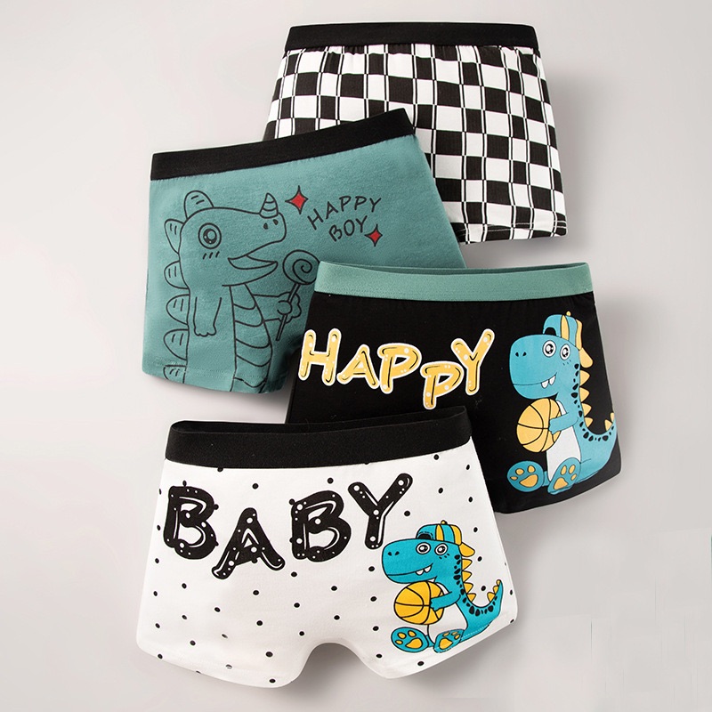 4 Pcs/Lot Boys Cotton Boxer Underwear 2-11T Breathable Children Boxer Briefs Galaxy Astronaut Cartoon Kids Knickers Underpants