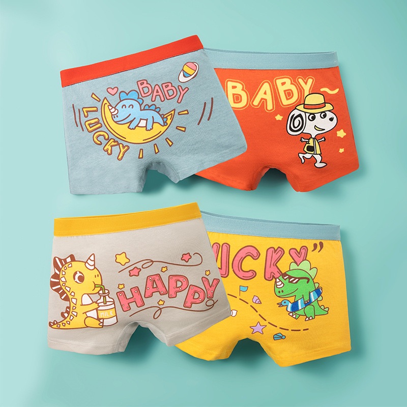 4 Pcs/Lot Boys Cotton Boxer Underwear 2-11T Breathable Children Boxer Briefs Galaxy Astronaut Cartoon Kids Knickers Underpants