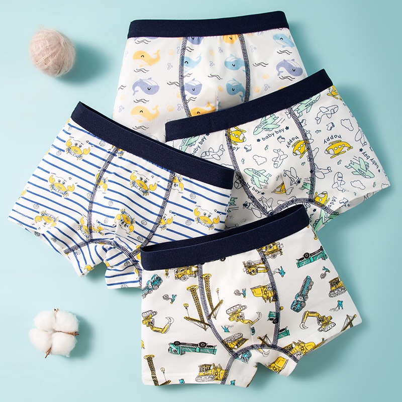 4 Pcs/Lot Boys Cotton Boxer Underwear 2-11T Breathable Children Boxer Briefs Galaxy Astronaut Cartoon Kids Knickers Underpants