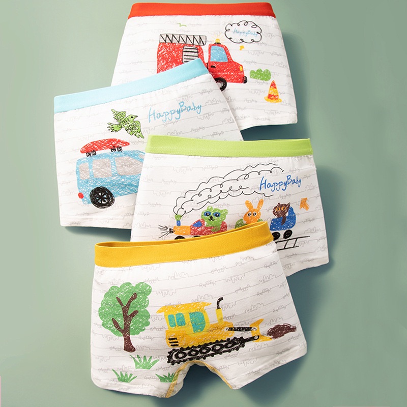 4 Pcs/Lot Boys Cotton Boxer Underwear 2-11T Breathable Children Boxer Briefs Galaxy Astronaut Cartoon Kids Knickers Underpants