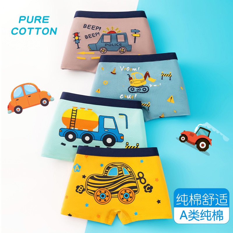 4 Pcs/Lot Boys Cotton Boxer Underwear 2-11T Breathable Children Boxer Briefs Galaxy Astronaut Cartoon Kids Knickers Underpants