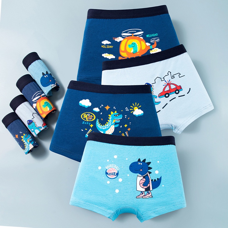 4 Pcs/Lot Boys Cotton Boxer Underwear 2-11T Breathable Children Boxer Briefs Galaxy Astronaut Cartoon Kids Knickers Underpants