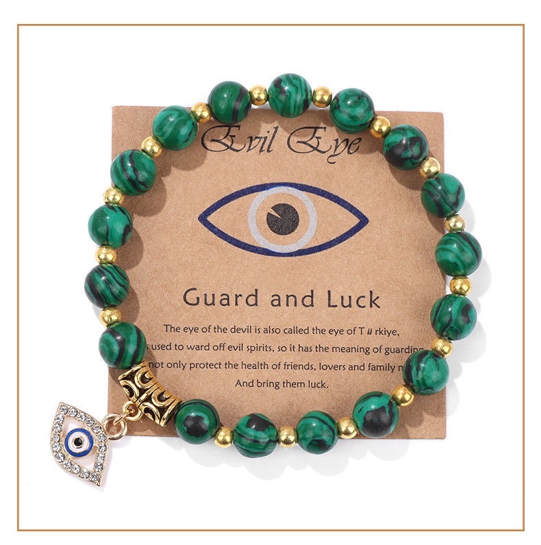 Lucky Turkish Evil Eye Pendant Beads Bracelet Natural Stone With Card Charm Bangles Men Women Fashion Friendship Jewelry Gift