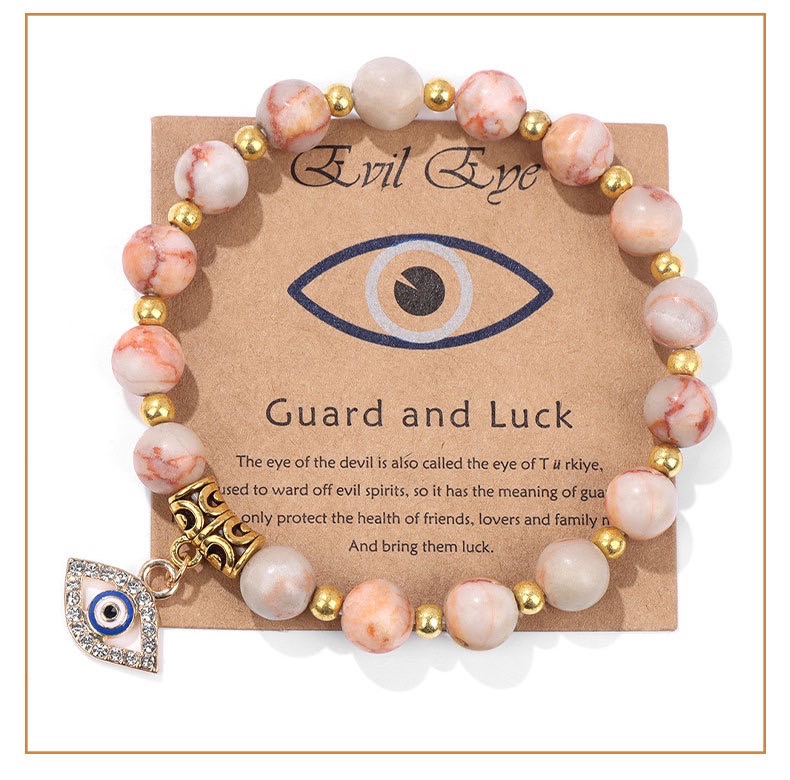Lucky Turkish Evil Eye Pendant Beads Bracelet Natural Stone With Card Charm Bangles Men Women Fashion Friendship Jewelry Gift