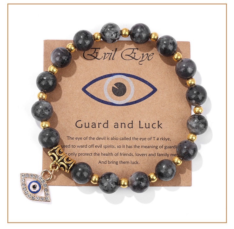 Lucky Turkish Evil Eye Pendant Beads Bracelet Natural Stone With Card Charm Bangles Men Women Fashion Friendship Jewelry Gift