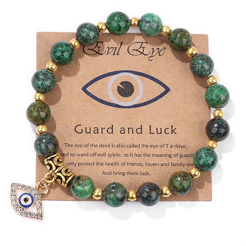 Lucky Turkish Evil Eye Pendant Beads Bracelet Natural Stone With Card Charm Bangles Men Women Fashion Friendship Jewelry Gift
