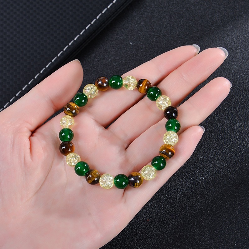 1 Piece Aura Quartz and Ocean Sediment Beaded Bracelet - Unisex - Homeopathic Crystal Jewelry - Brings Abundance - Prosperity