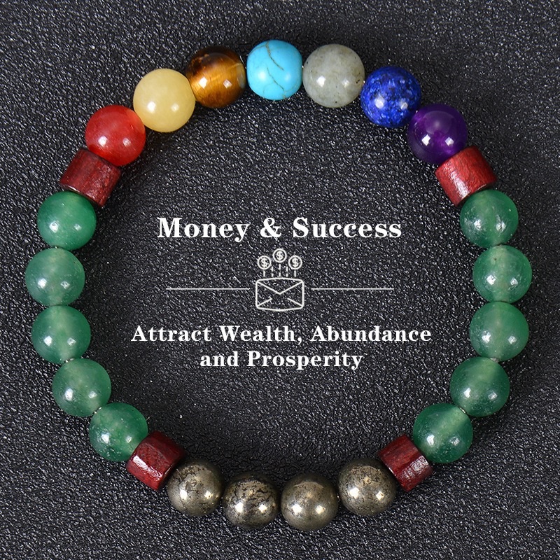 1 Piece Aura Quartz and Ocean Sediment Beaded Bracelet - Unisex - Homeopathic Crystal Jewelry - Brings Abundance - Prosperity