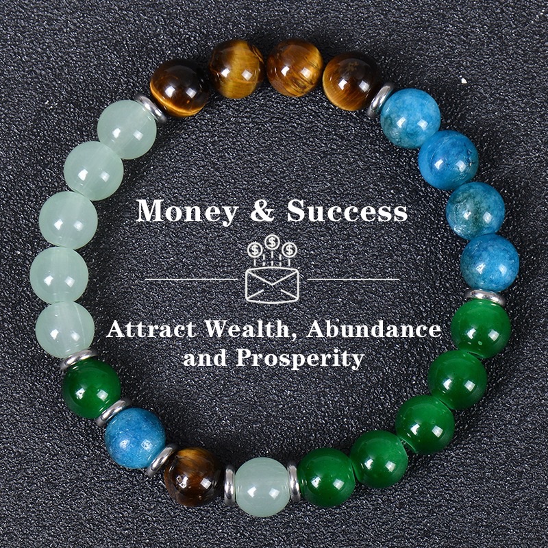 1 Piece Aura Quartz and Ocean Sediment Beaded Bracelet - Unisex - Homeopathic Crystal Jewelry - Brings Abundance - Prosperity
