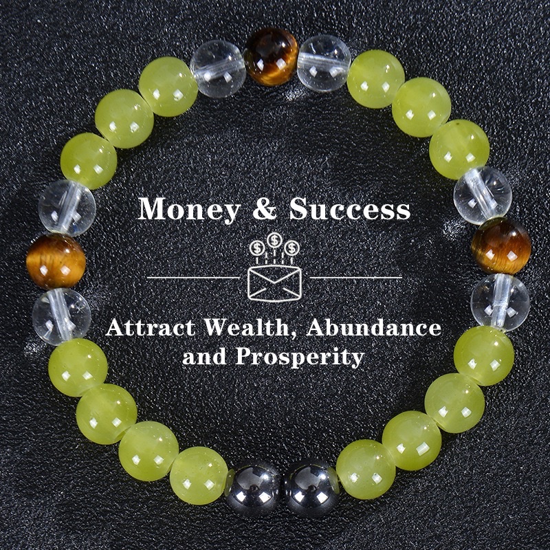 1 Piece Aura Quartz and Ocean Sediment Beaded Bracelet - Unisex - Homeopathic Crystal Jewelry - Brings Abundance - Prosperity