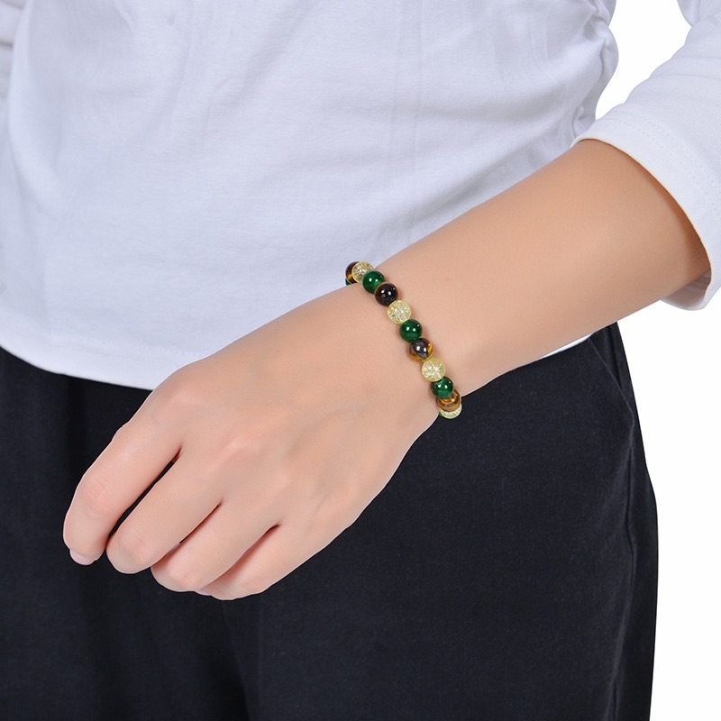 1 Piece Aura Quartz and Ocean Sediment Beaded Bracelet - Unisex - Homeopathic Crystal Jewelry - Brings Abundance - Prosperity