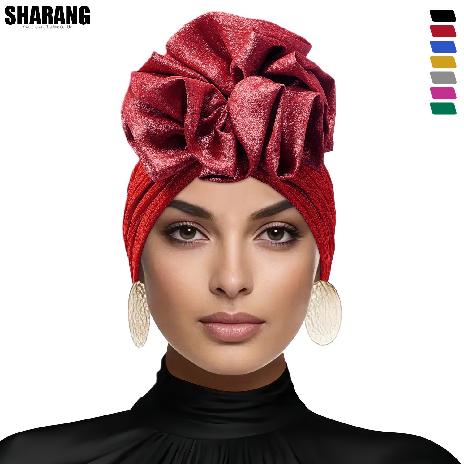 New Women Big Flower Turban Hijab Bonnet Muslim Hat Elastic Chemo Beanie Hair Bands Arab wrap Hair Loss Scarf Cap turbante mujer
