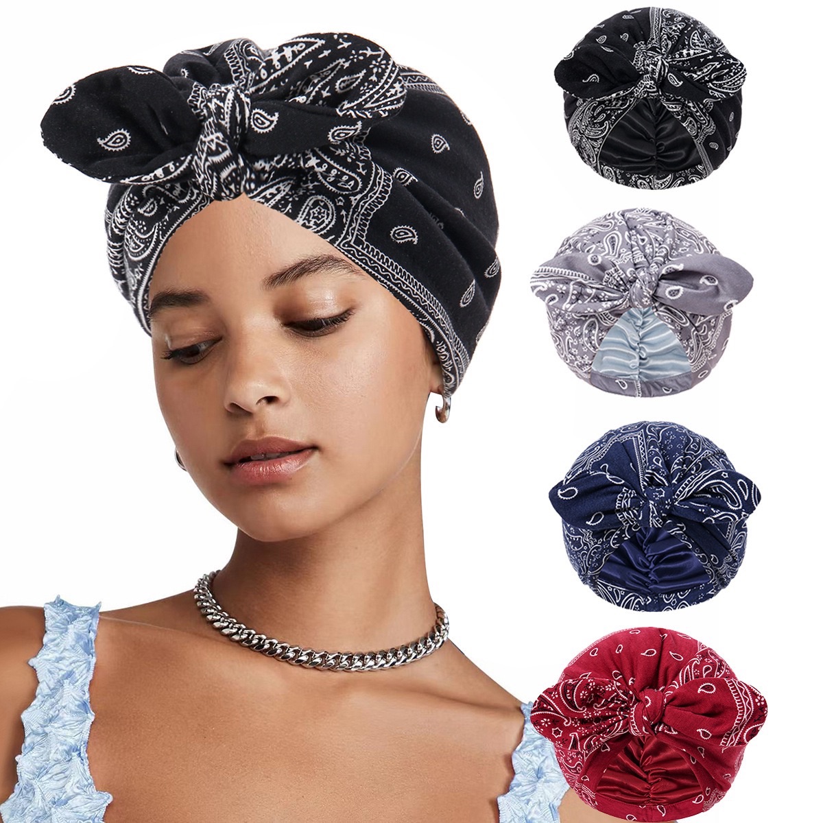New Bow Women Head Scarf Turban Ready To Wear Inner Hijabs Femme Musulman Hijab Caps India Wrap Turbante Mujer