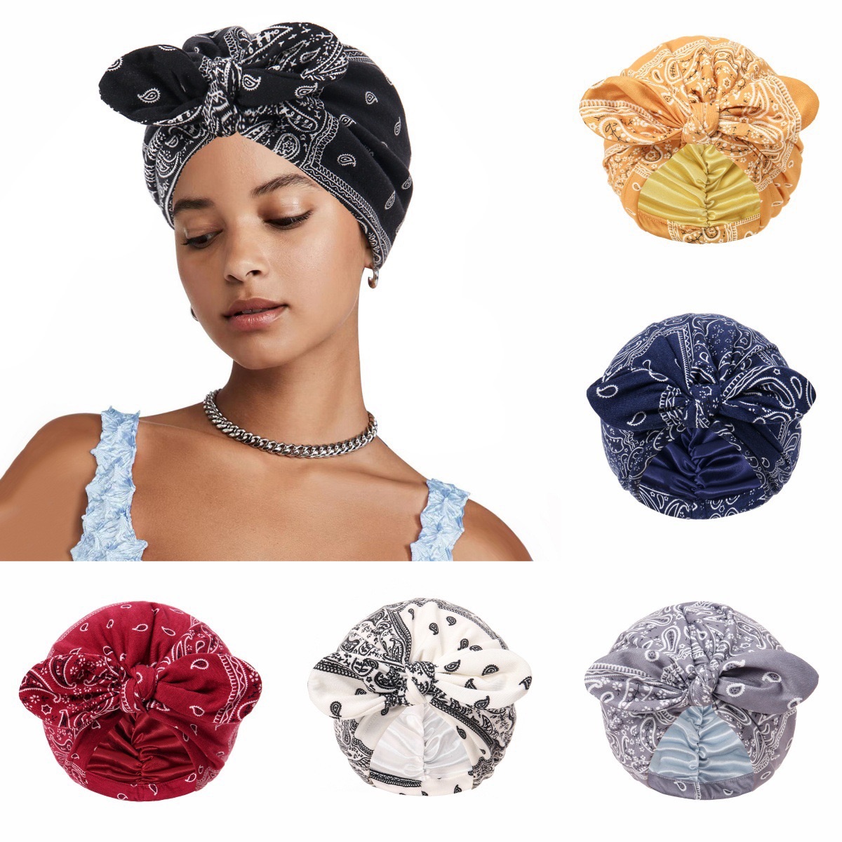 New Bow Women Head Scarf Turban Ready To Wear Inner Hijabs Femme Musulman Hijab Caps India Wrap Turbante Mujer