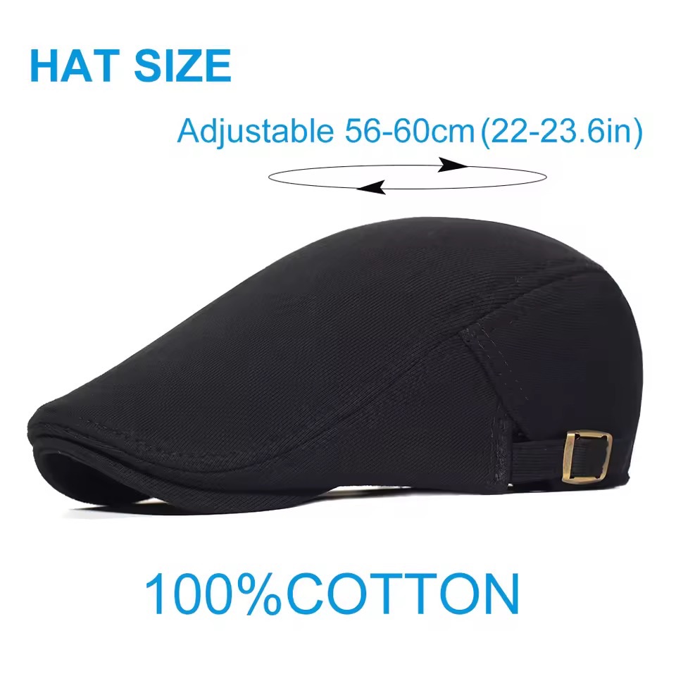 2026 Cotton Adjustable Newsboy Caps Men Woman Casual Beret Flat Ivy Cap Soft Solid Color Driving Cabbie Hat Unisex Black Gray Hats