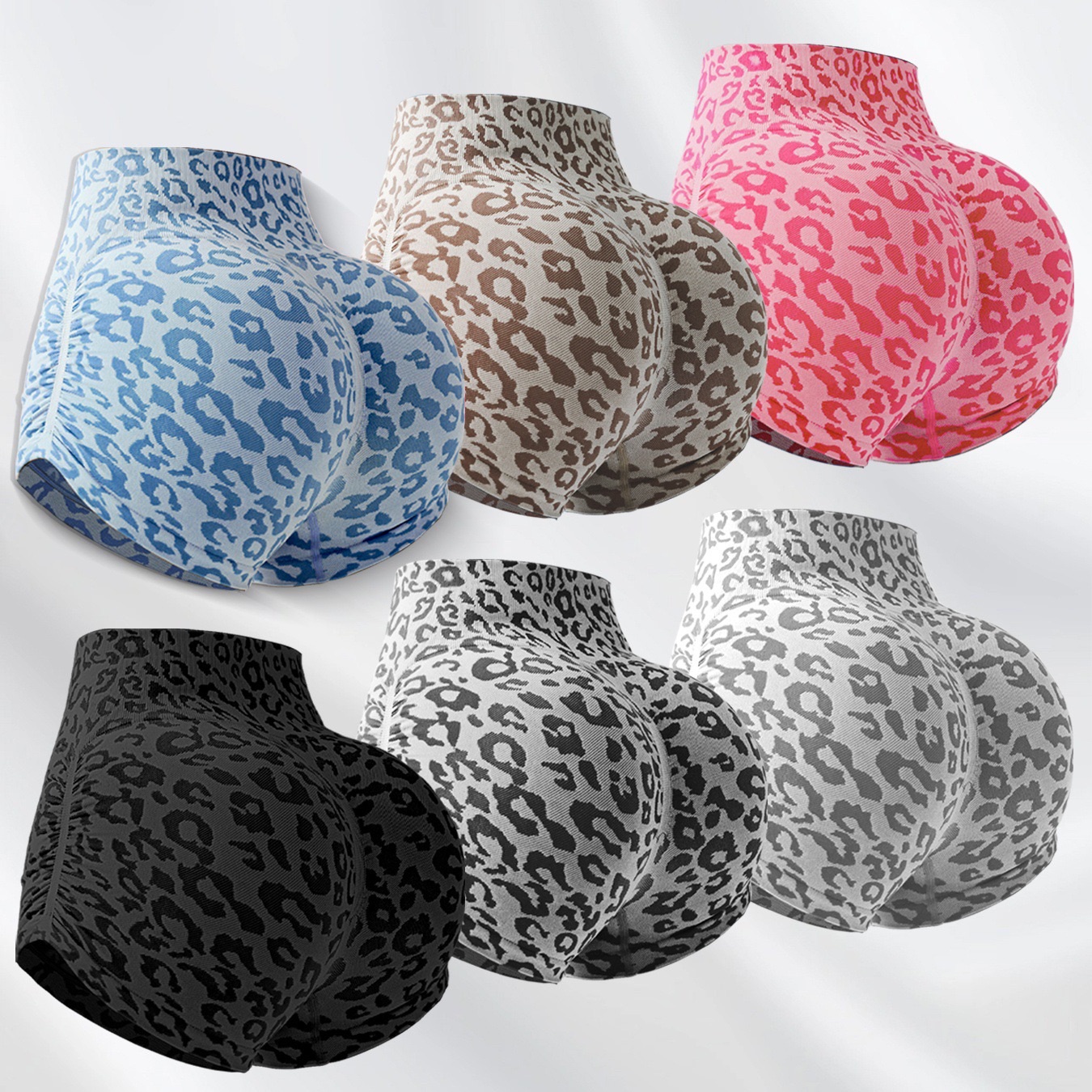 Women Leopard Gym Shorts Athletic Butt Lifting Workout Biker High Waist Yoga Pants Leggins Sports Fitness Short Tights