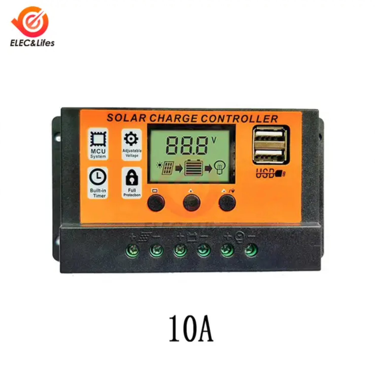 100A Solar Charge Controller Solar Panel Controller 12V/24V Adjustable LCD Display Solar Panel Battery Regulator With USB Port
