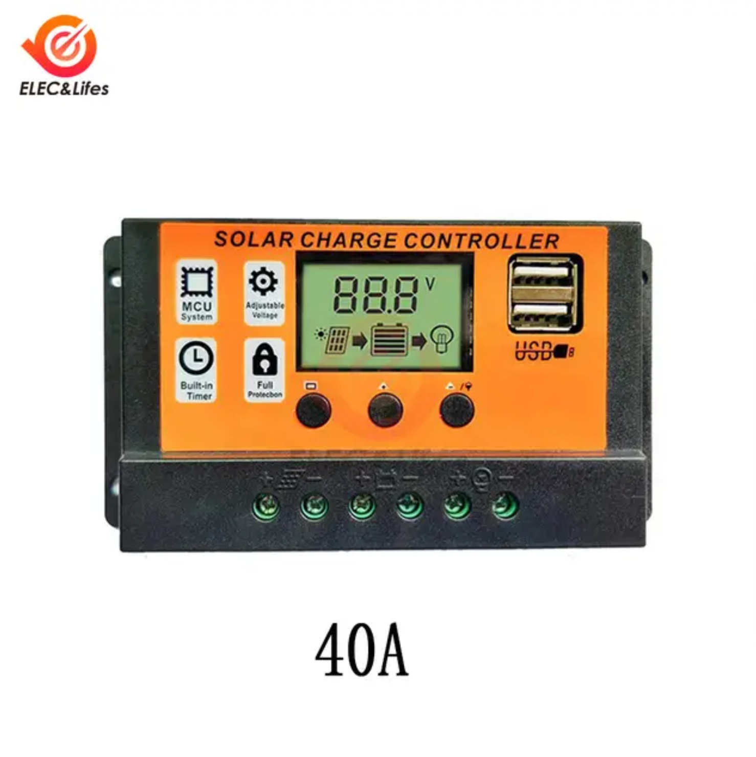 100A Solar Charge Controller Solar Panel Controller 12V/24V Adjustable LCD Display Solar Panel Battery Regulator With USB Port