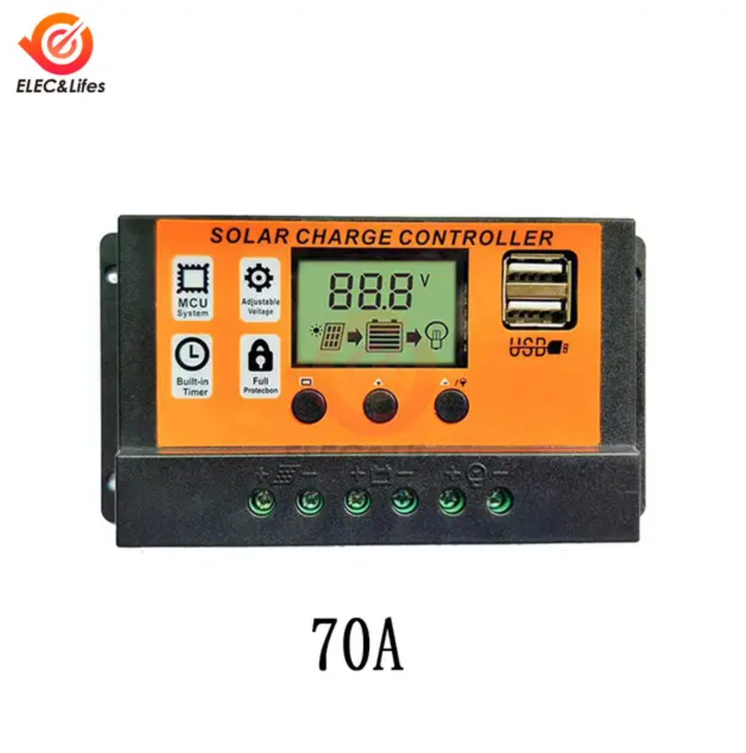 100A Solar Charge Controller Solar Panel Controller 12V/24V Adjustable LCD Display Solar Panel Battery Regulator With USB Port